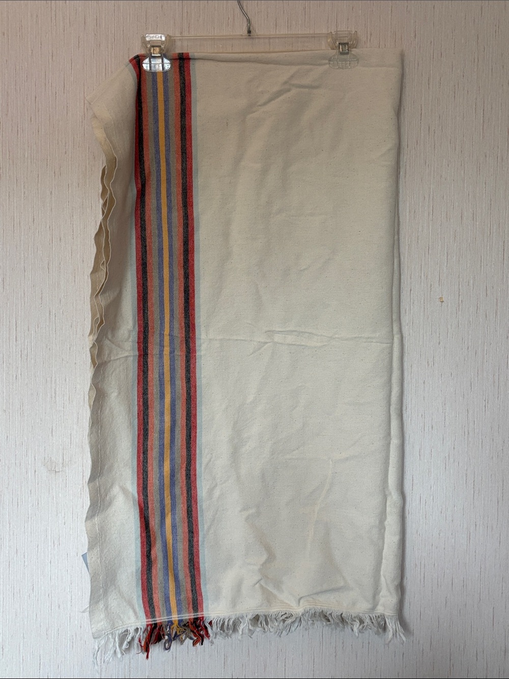 Loomia Turkish Cream Woven Towel with Multicolor Stripe 100% cotton